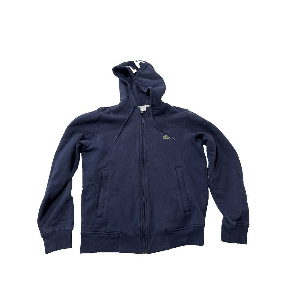 Lacoste Men's NAVY Long Sleeve FULL ZIP FRONT Hoodie Size Small